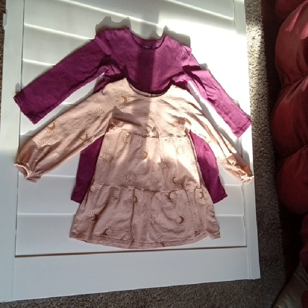 Girls 2 Item Bundle Long-Sleeve Layered Tunic Top in Pink and Purple - Picture 3 of 9